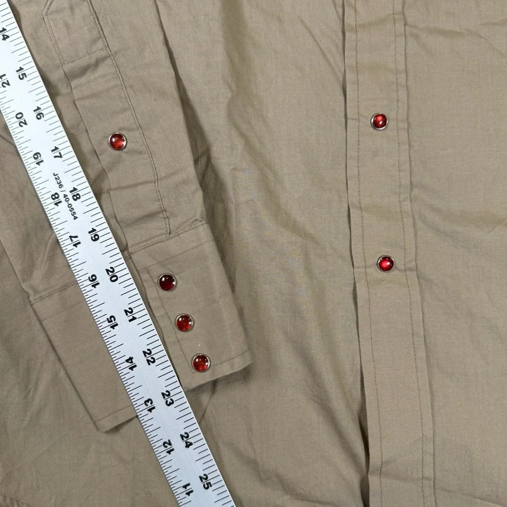Vintage Flying Ranchwear Ruddock Tan Long Sleeve Western Pearl Snap Shirt Medium
